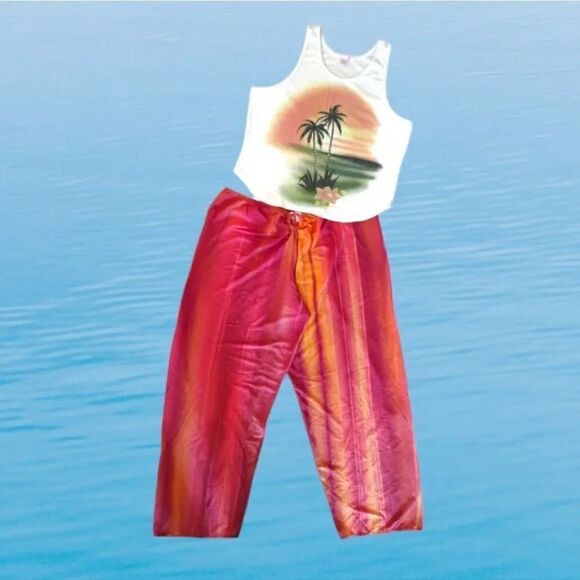 Victoria's Secret VTG 90s Y2K Tropical Tank And Pants Beach RARE Set Large - Picture 15 of 15